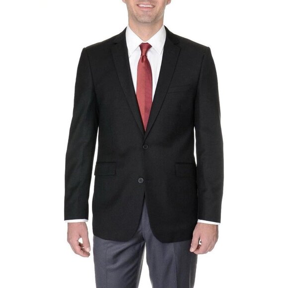 Creativo Classic Fit Solid Black Two Button Suit Jacket Blazer 44 R - Picture 1 of 4